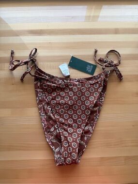 Wild Fable Reversible Brown Floral Tie-Side Bikini Bottom